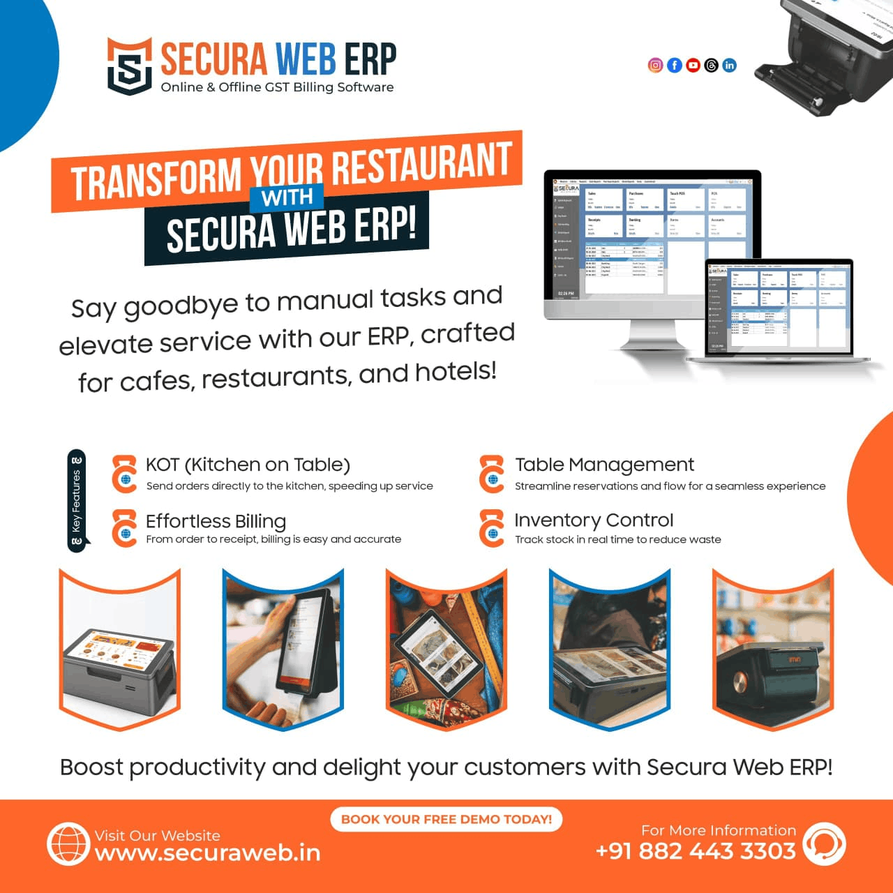 Secura Web Restaurant ERP Billing & KOT System